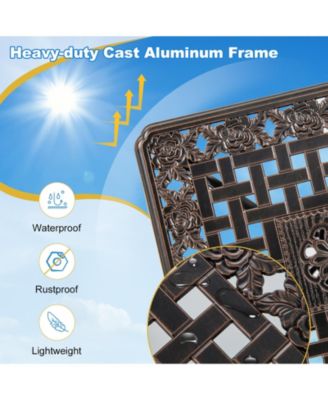 Cast Aluminum Outdoor Side Table with Storage Shelf for Garden Porch Balcony