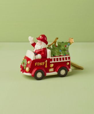 Santa in Fire Truck Ornament