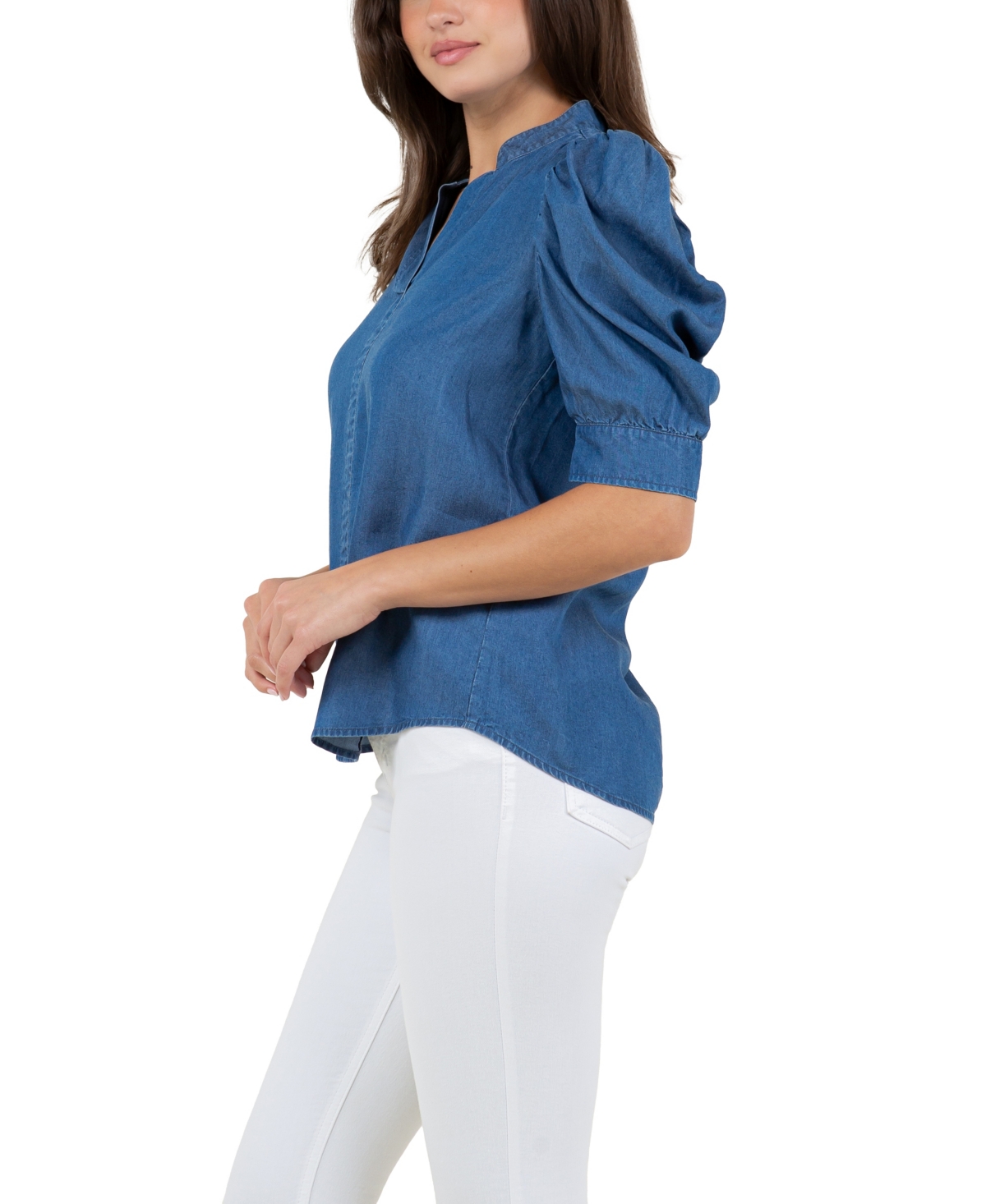 Shop Fever Women's Ruched Sleeve Top In Dark