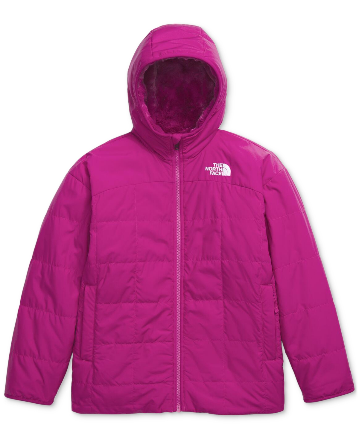The North Face Big Girls Shasta Reversible Full-zip Hooded Short Parka In Deep Mulberry