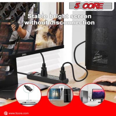 5Core AC Power Cord 6Ft 3 Prong US Male to Female Extension Adapter 18AWG 10A 7A 125V