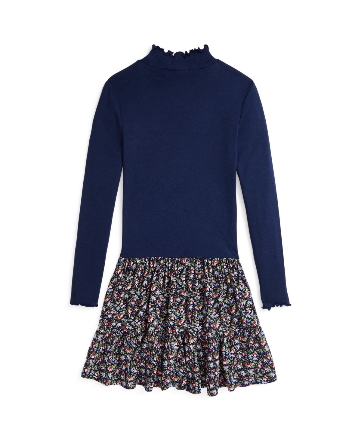 Polo Ralph Lauren Big Girls Floral Woven Skirt Turtleneck Dress - Newport Navy With Tonal