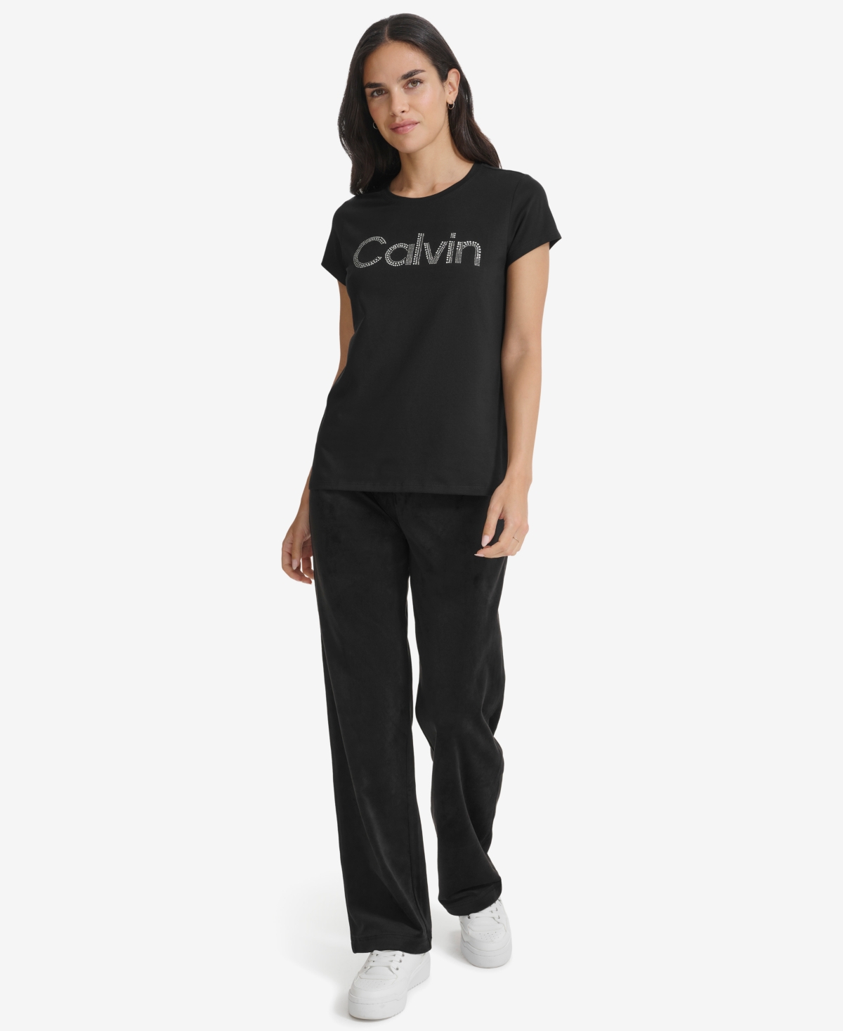 Calvin Klein Women's Velour Wide-Leg Pants