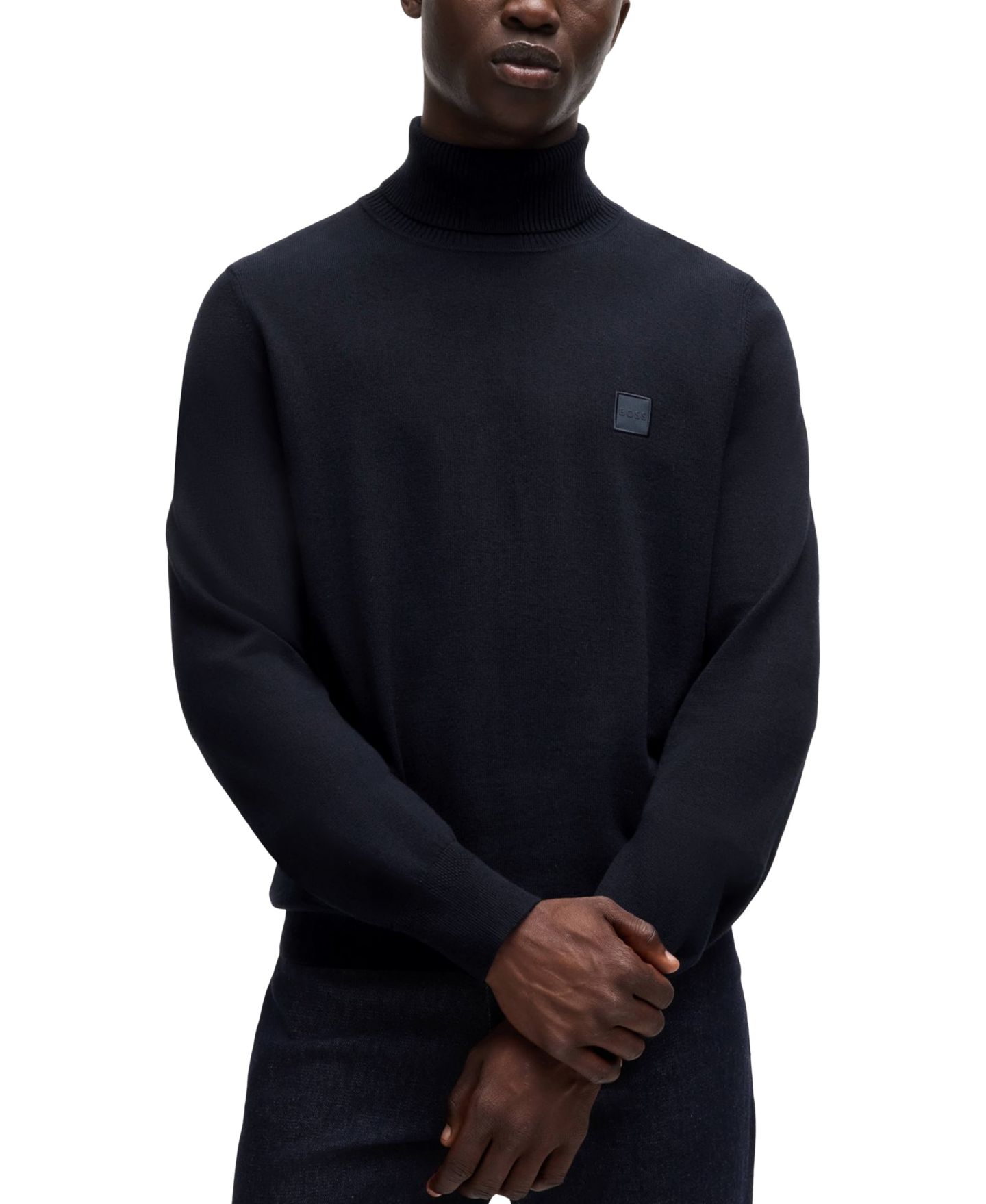 Мужской свитер Hugo Boss Rollneck Regular-Fit, цвет: Тёмный синий — фото 1