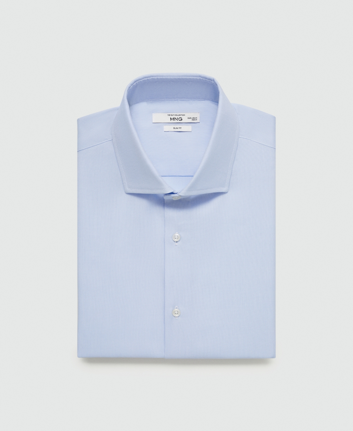 Mango Slim Fit Stripe Button-up Shirt With Contrast Collar In Sky Blue