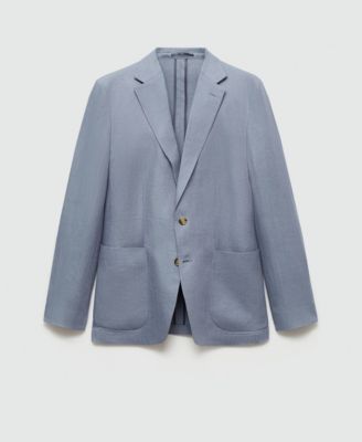 MANGO Men's Herringbone Linen Suit Jacket