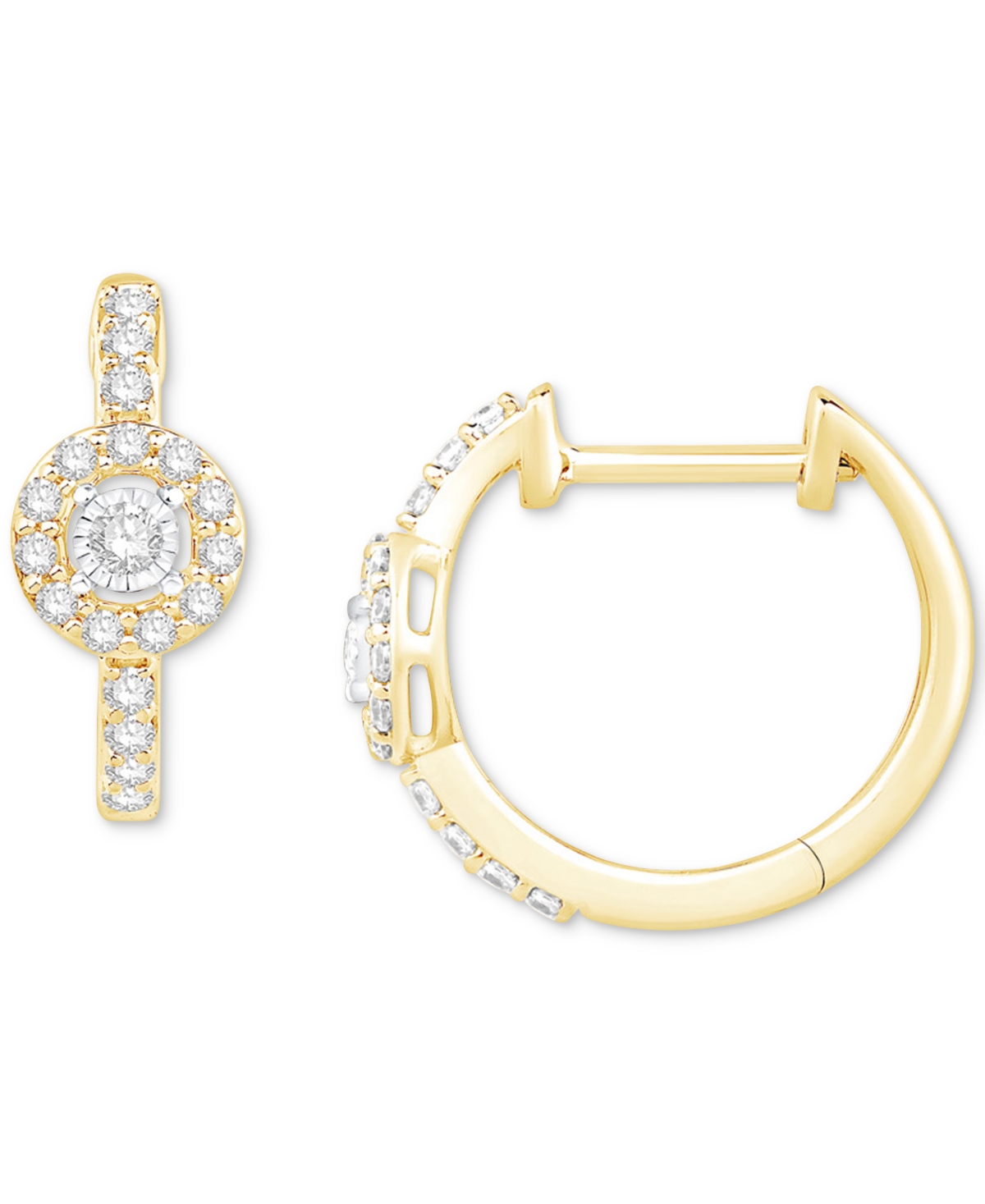 Diamond Halo Hoop Earrings (1/4 ct. t.w.) in 10k Two-Tone Gold - Two-Tone Gold