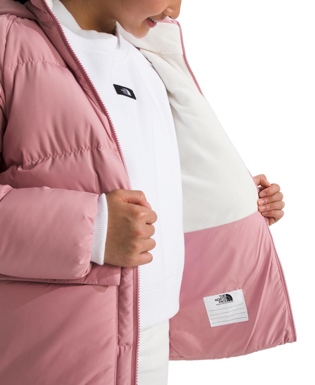 The North Face Big Girls North Quilted Fleece-Lined Full-Zip Hooded Short Down Parka