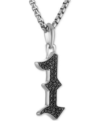 Marc Anthony Men's Black Diamond Number 1 Pendant Necklace (1/4 ct. t.w.) in Sterling Silver, 24" + 2" extender, BVP1066-WSAA