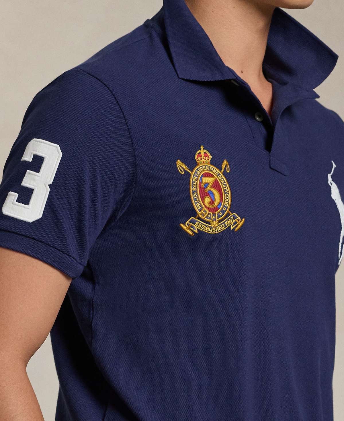 Polo Ralph Lauren Men's Custom Slim Fit Big Pony Crest Mesh Polo