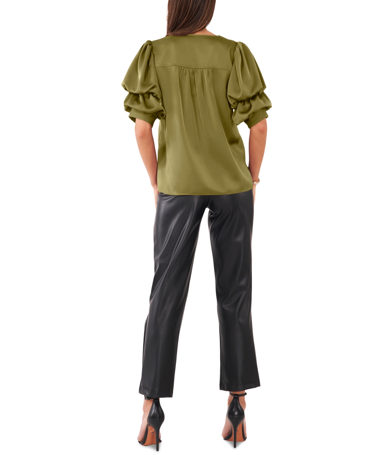 1.state Women's Tiered Bubble-Sleeve V-Neck Blouse