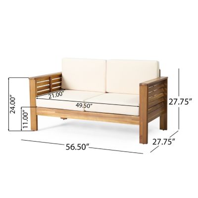 Streamdale Acacia Wood Outdoor Loveseat And Coffee Table Set With Cushions
