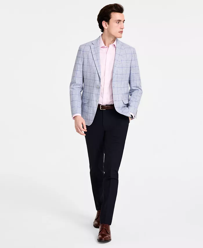 Men's Modern-Fit Linen-Blend Windowpane Sport Coat - thumbnail 4