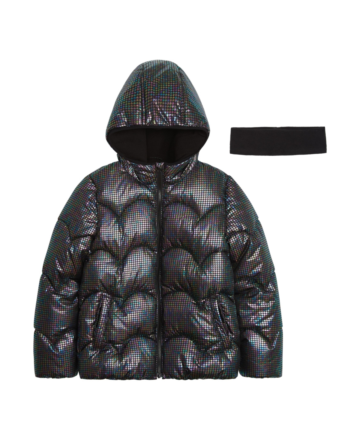 WEATHERTAMER BIG GIRLS IRIDESCENT FOIL PUFFER JACKET 