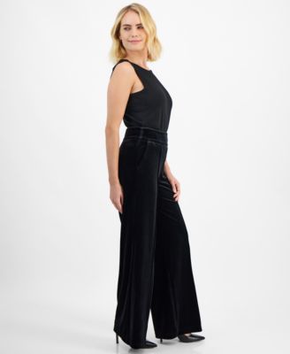 Petite Velvet High-Rise Wide-Leg Pants, Created for Macy's