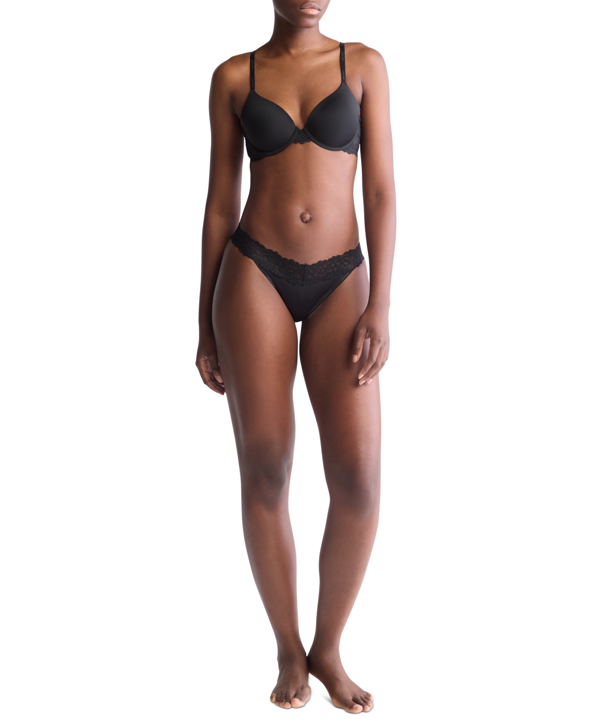 Calvin Klein Ck Seductive Comfort Branded Stretch-jersey Bra In Black