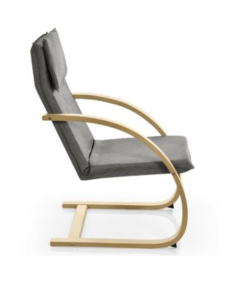 Set of 2 Bentwood Lounge Chair Fabric Upholstered Accent Leisure Armchair Gray