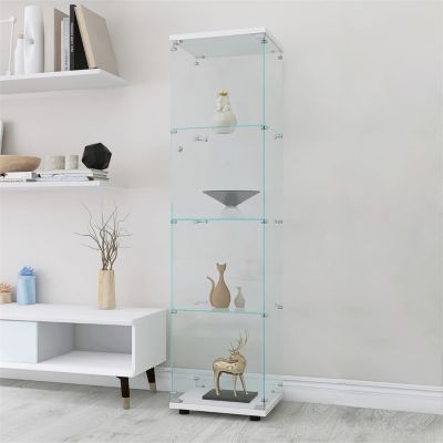 4 Shelves Glass Cabinet Glass Display Cabinet With One Door