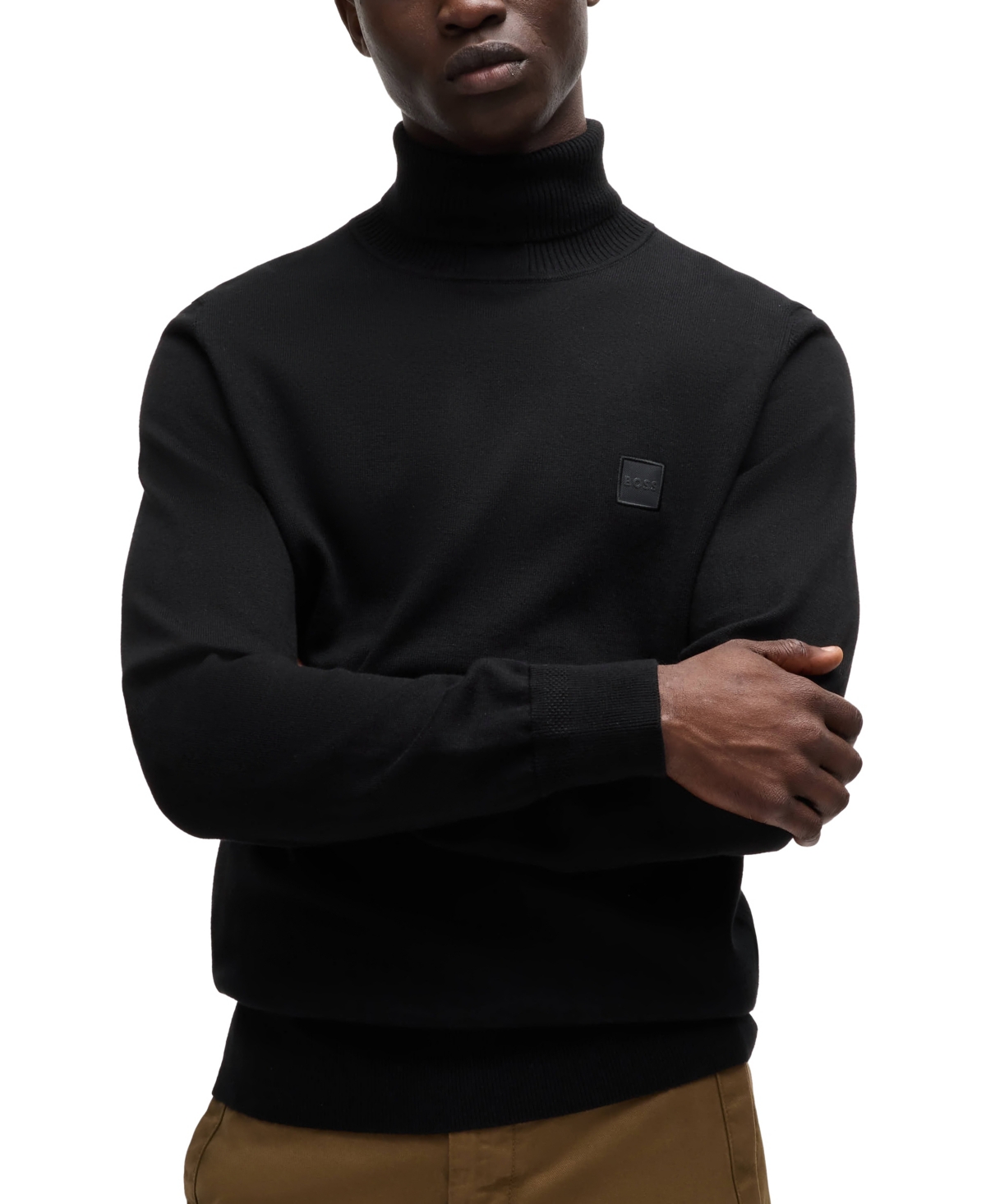 Boss by Hugo Boss Men's Rollneck Regular-Fit Sweater - Black