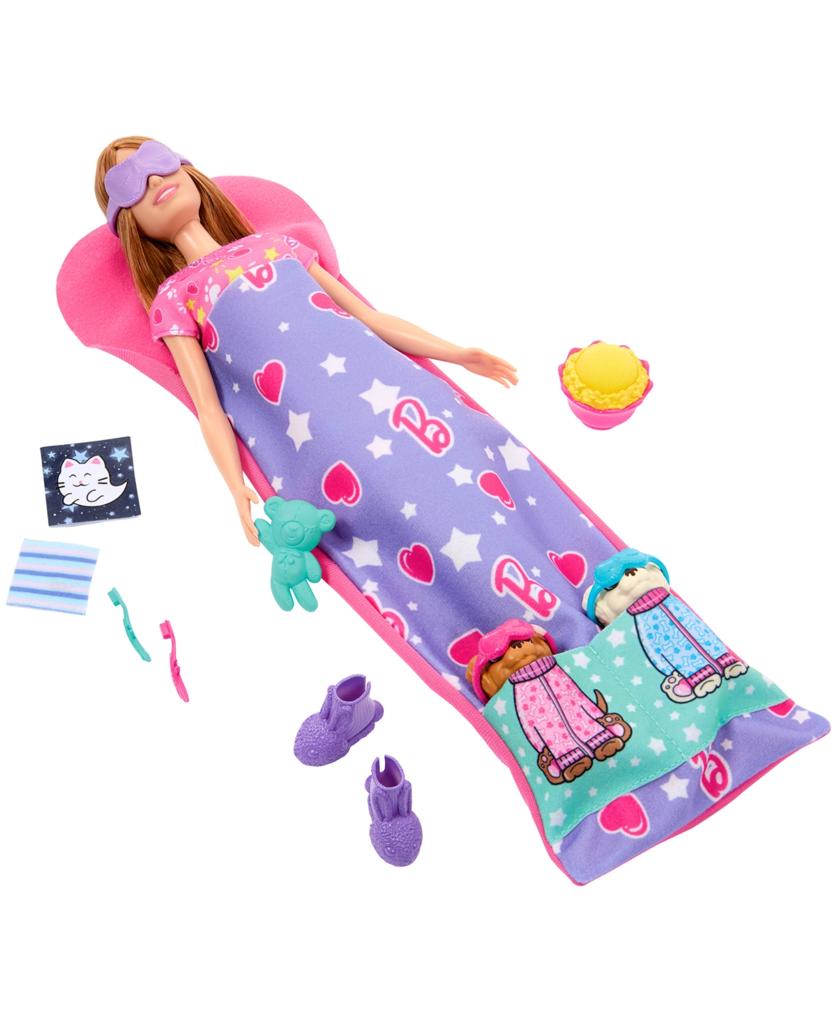 Barbie Doll Puppy Slumber Party Playset With 2 Toy Dog Figures, 10+ Accessories, Color-change In Multi-color