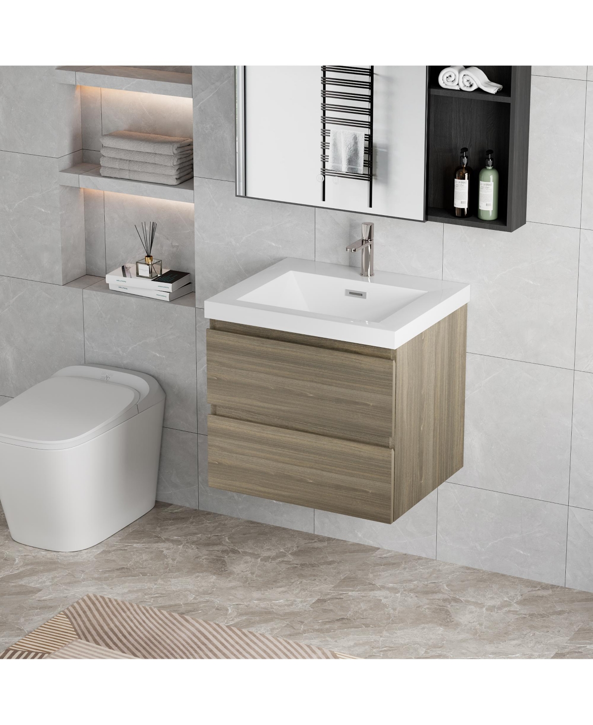 Streamdale 30" Wall-Mounted Vanity with Resin Sink & Soft-Close Drawers