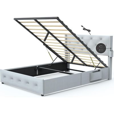 Streamdale Queen Bed Frame with Storage & USB Ports