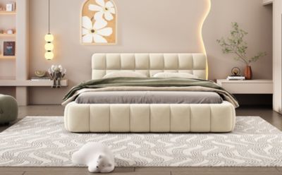 Queen Fabric Upholstered Platform Bed