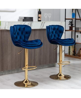 Adjustable Swivel Bar Stools with Chrome Base (Set of 2)