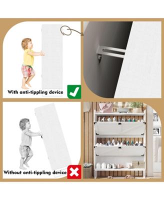 Streamdale Farmhouse Shoe Cabinet with Flip Drawers and Metal Legs