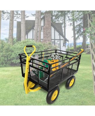 Sturdy Garden Cart 1400 LBS Load Capacity, Steel Mesh Bed
