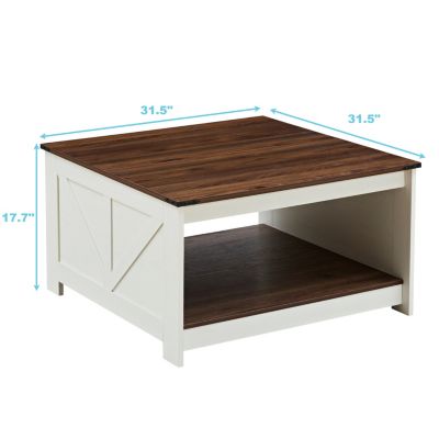 Two-Tier Farmhouse Coffee Table with Storage