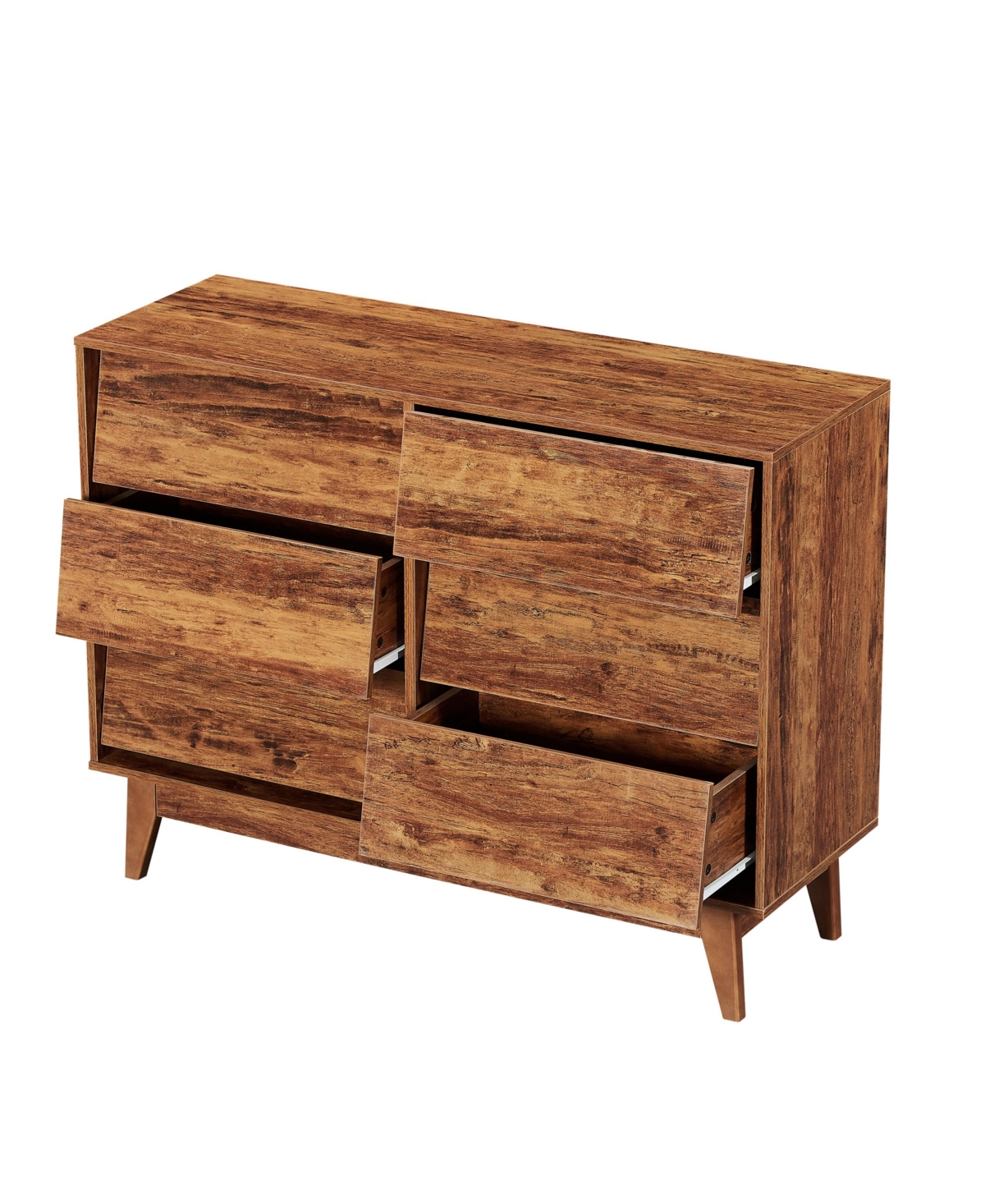 Streamdale Furniture Vintage-Style 6 Drawer Double Dresser with Bevel Design