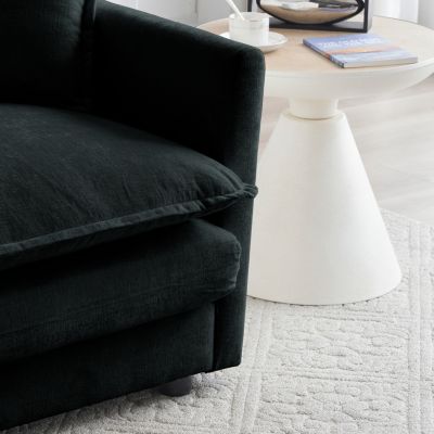 Black Chenille Ottoman Footrest for Sofa