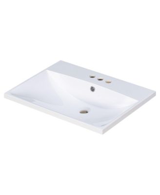 24" Ceramic Vanity Top, White Basin, 3-Faucet Holes