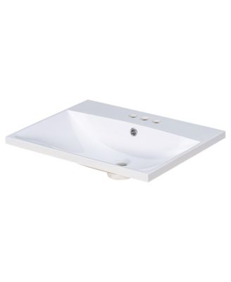 24" Ceramic Vanity Top, White Basin, 3-Faucet Holes