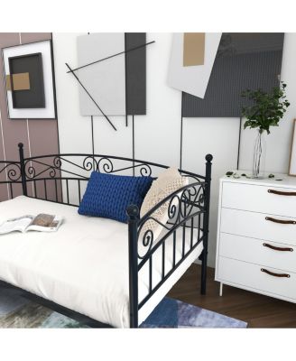 Metal Daybed Frame Multifunctional Mattress Foundation/Bed Sofa With Headboard, Twin, Black