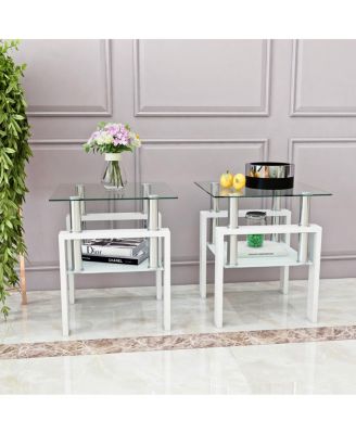 Modern Glass Tea Coffee End Table for Living Room