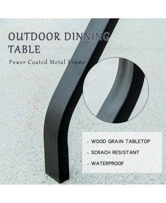 Streamdale Square Metal Patio Table with Umbrella Hole & Wood-Look Top