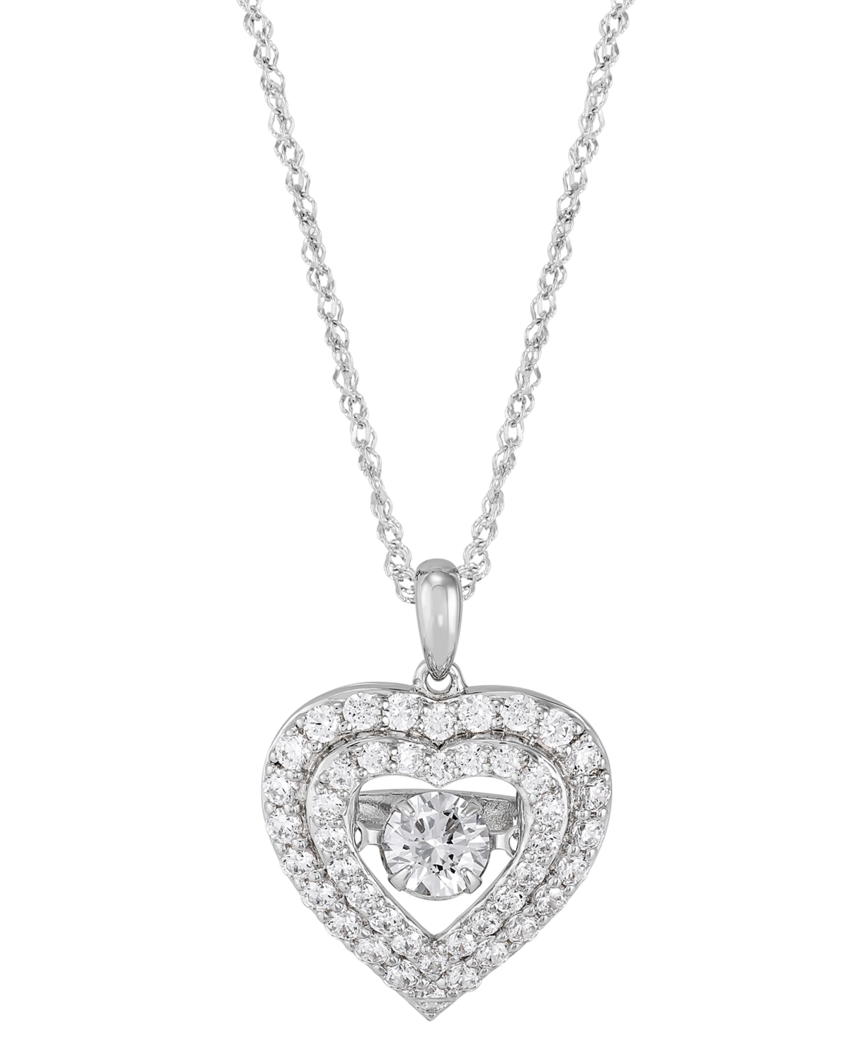 Grown With Love Lab Grown Diamond Double Heart Halo Pendant Necklace (1-1/4 Ct. T.w.) In 14k White Gold, 16" +2" Ext In White Gold