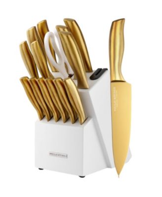 15 Piece Stainless Steel Knife Set with Block and Sharpener