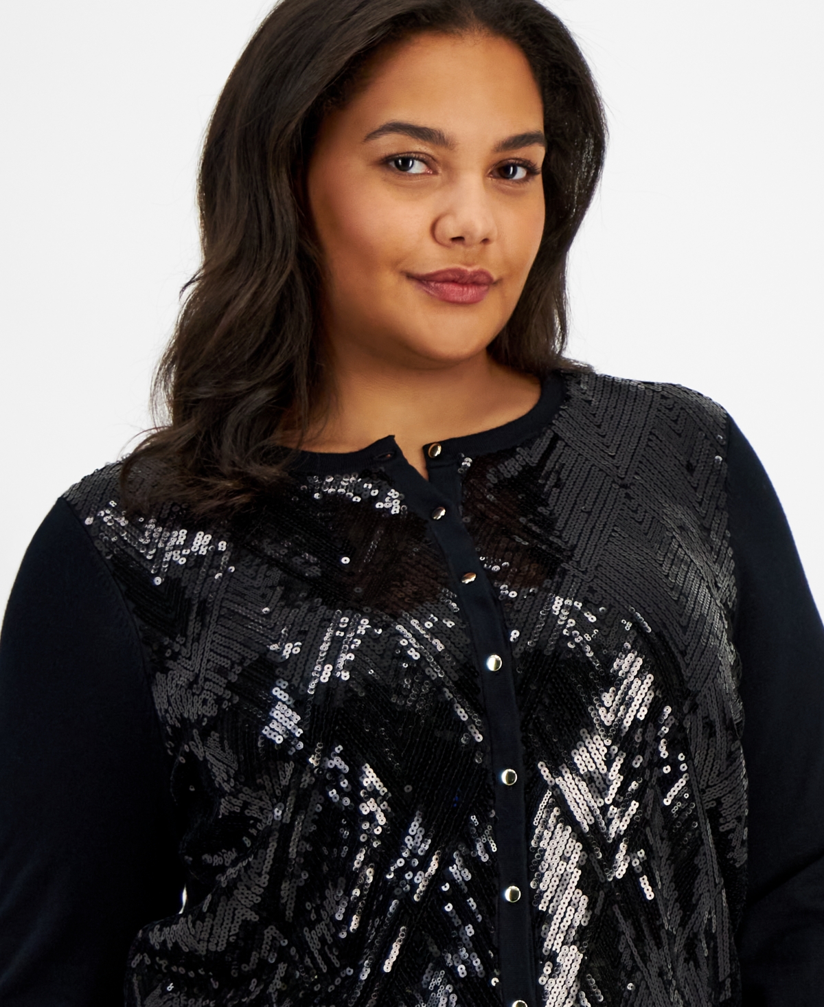 Jm Collection Plus Size Sequined Cardigan, Created for Macy's
