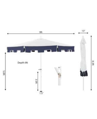 Baiona 9 ft Market Patio Umbrella, UV Protection, Auto-Tilt, Crank, Wind Vent