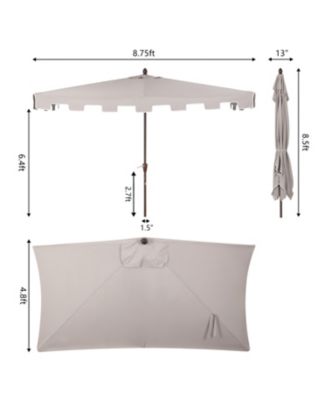 9ft Rectangular Half Market Patio Umbrella Crank, Wind Vent UV Protection