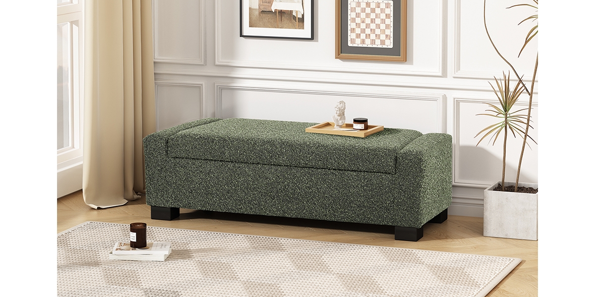 Streamdale Stylish Fabric Storage Ottoman with Flip-Lid Top