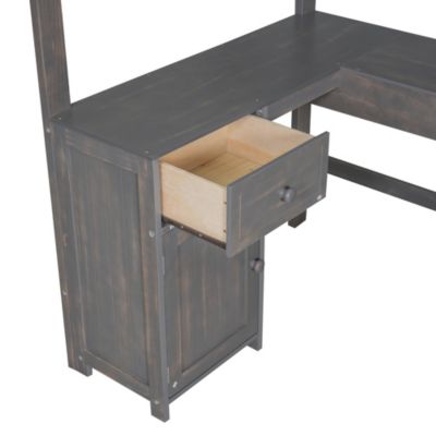 Streamdale Twin Loft Bed with Desk, Drawers & Shelves