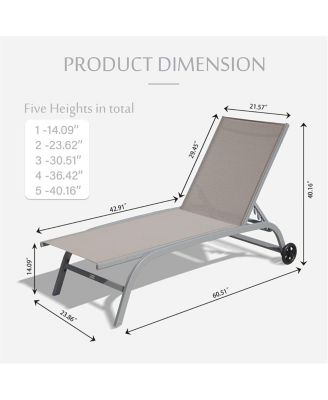 Streamdale Khaki Outdoor Lounge Chair Set with Wheels