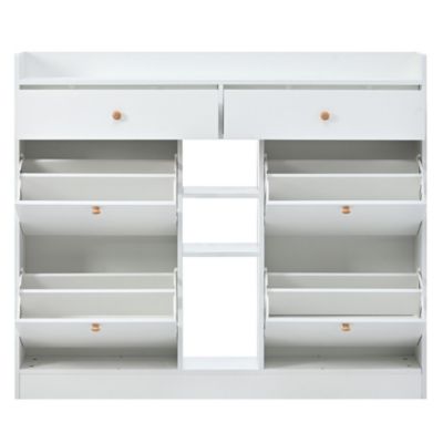  2-Tier Shoe Cabinet with 4 Flip Drawers