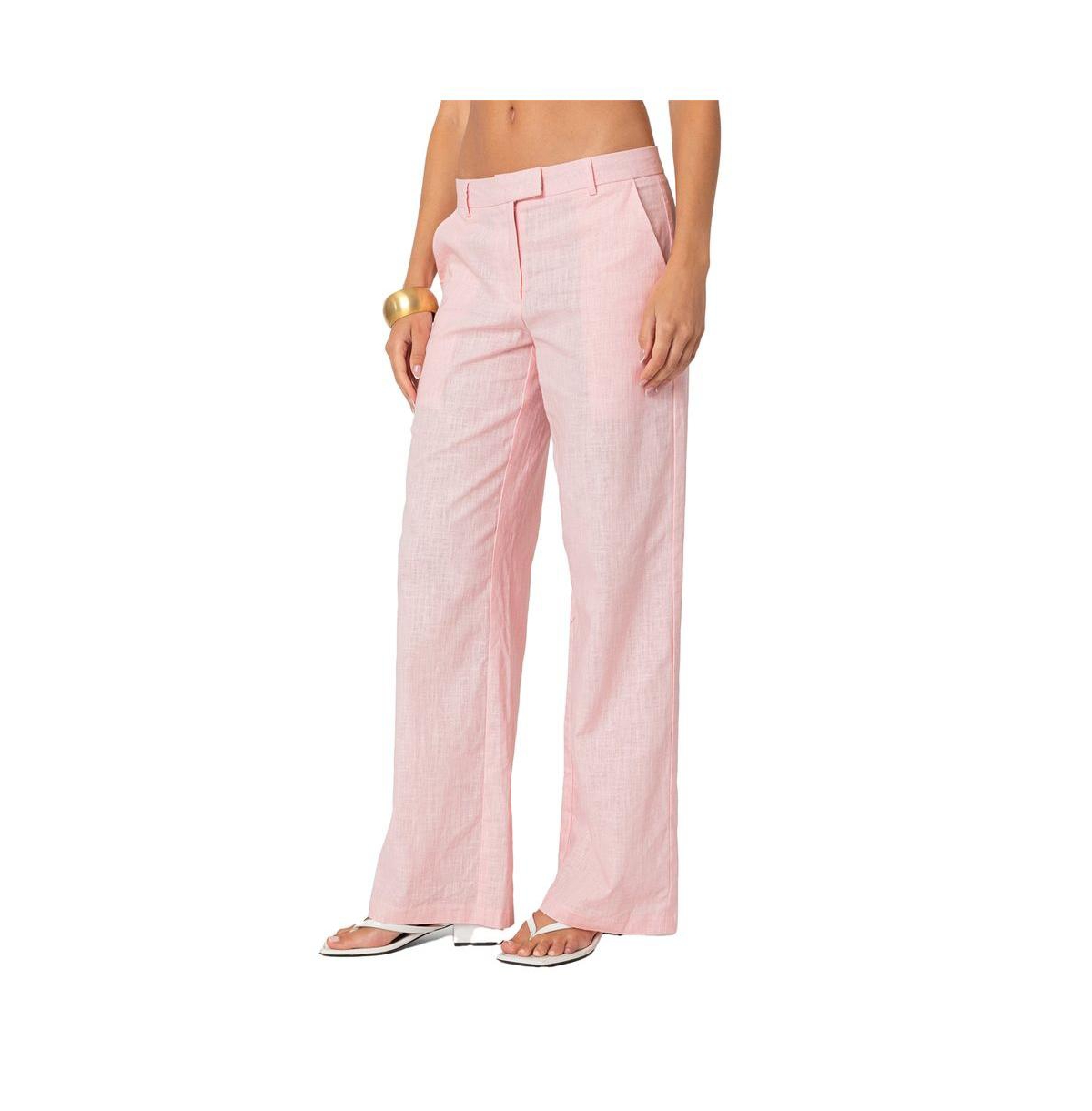 Edikted Women's Arya linen look pants - Light-pink
