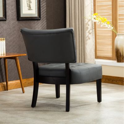 Blended Leather Tufted Accent Chair with Oversized Seating