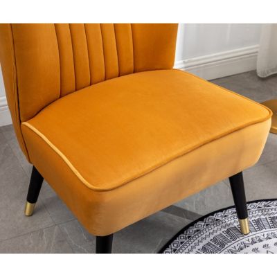 Contemporary Velvet Upholstered Accent Chair, Gold